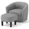 Sillón giratorio con reposapiés otomano, respaldo y reposabrazos curvos -Costway
