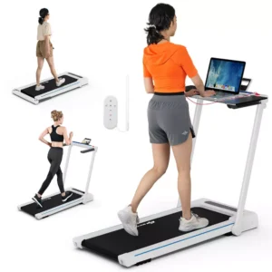 Cinta de correr plegable 3 en 1 de 2,25 HP con altavoz de mesa y control remoto  -Costway