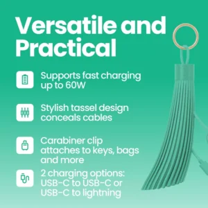 Alternative view of Llavero con adaptador a cable USB-C a USB-C o USB-C a Lightning de  60W -GEMS