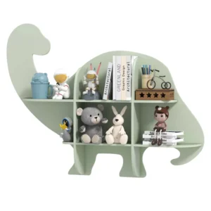Estantería infantil de 2 niveles con diseño de dinosaurio para montaje en pared -Costway