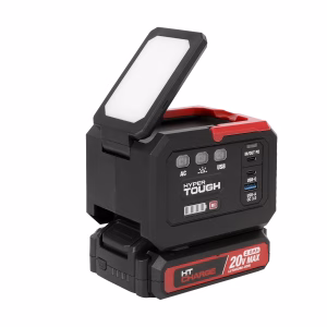 Inversor de energía de 20V y 150 Watts con luz de trabajo LED abatible -Hyper Tough