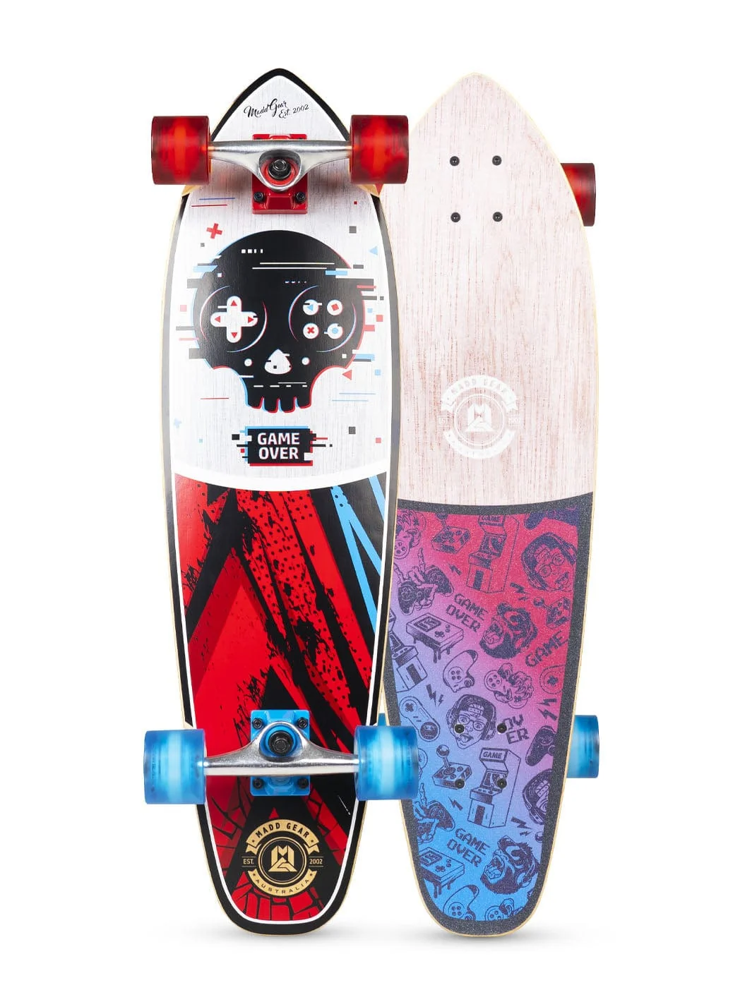Patineta Cruiser de 32″ con diseño "Game Over" –MAD GEAR
