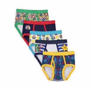 Paquete de 5 calzones con estampado de mario bros para niño talla 6