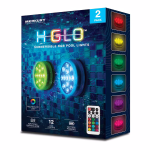 Par de luces de disco sumergibles para alberca RGB con control remoto de 21 teclas  -Merkury Innovations