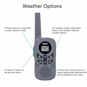 Alternative view of Par de Walkie Talkies con radios bidireccionales de hasta 16 millas de alcance, 121 canales con linterna -Onn
