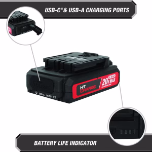 Alternative view of Batería recargable de 20V 2.0Ah con puertos USB-a y USB-c -Hyper Tough