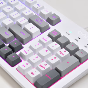 Alternative view of Teclado gamer con cable e iluminación RGB, color blanco ártico -Onn