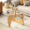 Mesa de centro con vidrio triangular y base ajustable de madera maciza -Giantex