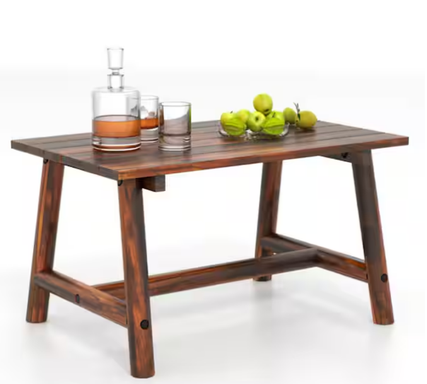 Mesa auxiliar rectangular de madera de 90 cm para exterior -Kadehome