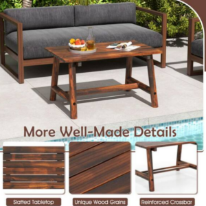 Alternative view of Mesa auxiliar rectangular de madera de 90 cm para exterior -Kadehome