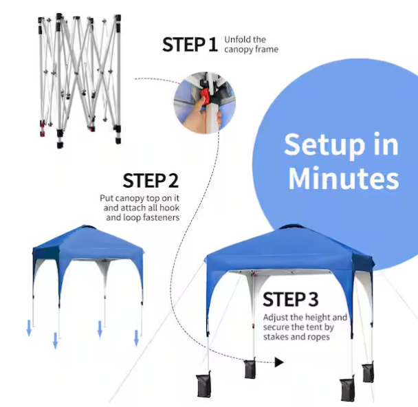 Carpa de 6,6 x 6,6 pies con altura ajustable, bolsas de contrapeso y bolsa de transporte con ruedas -SKONYON - Imagen 2