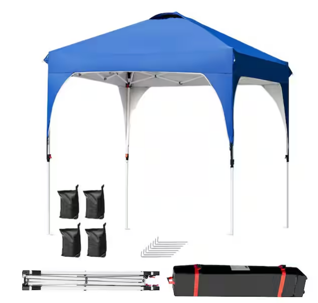 Carpa de 6,6 x 6,6 pies con altura ajustable, bolsas de contrapeso y bolsa de transporte con ruedas -SKONYON - Imagen 3