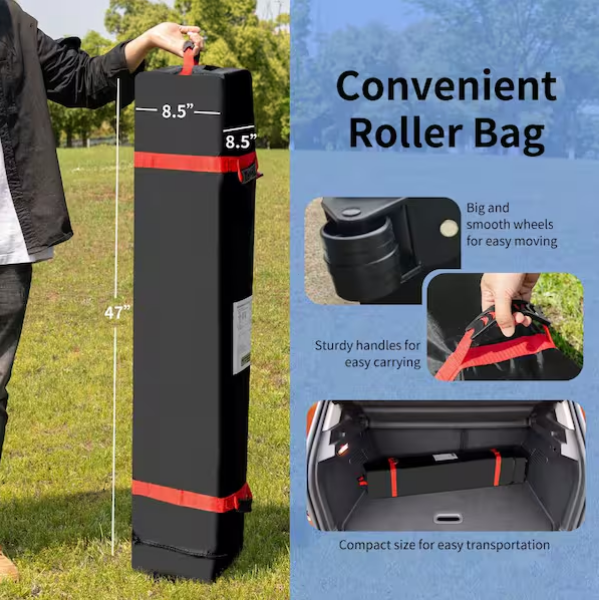 Carpa de 6,6 x 6,6 pies con altura ajustable, bolsas de contrapeso y bolsa de transporte con ruedas -SKONYON - Imagen 7