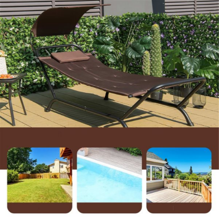 Hamaca con parasol, almohada y bolsa de almacenamiento -Costway - Imagen 2
