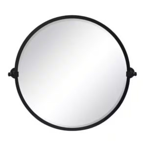 Espejo redondo con marco de metal negro mate (26" ancho x 26" alto) -TEHOME