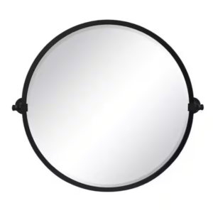 Espejo redondo con marco de metal negro mate (26" ancho x 26" alto) -TEHOME