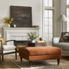 Mueble Otomano con tapizado texturizado y patas de madera, color café -Threshold