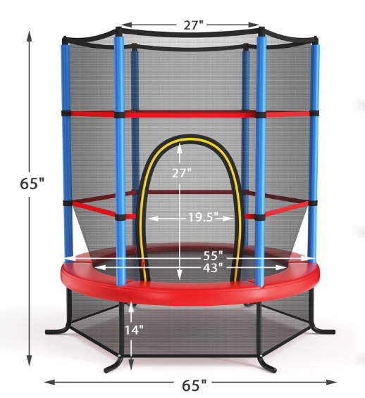 Trampolín para niños de 55" con tapete de salto y red de protección -Costway - Imagen 2