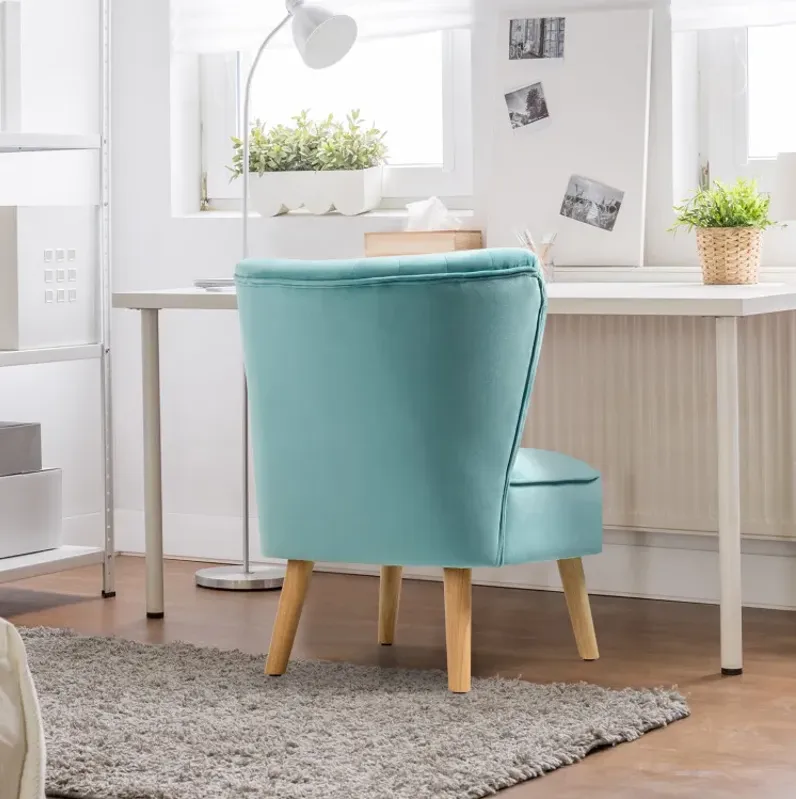 Sillón moderno de terciopelo sin reposabrazos con patas de madera -Costway - Imagen 5