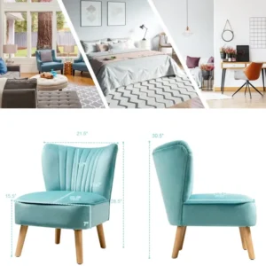Alternative view of Sillón moderno de terciopelo sin reposabrazos con patas de madera -Costway