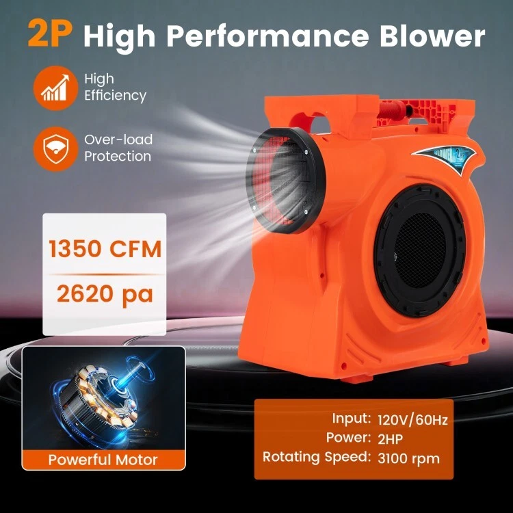 Motor/Bomba sopladora de aire para inflables de 1500 W y 2 HP -Costway - Imagen 5