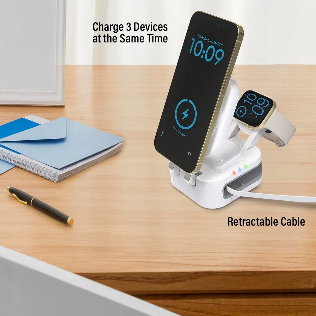 Estación de carga Magcharge retráctil 3 en 1 -Bluestone - Imagen 3