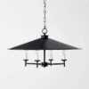 Lámpara colgante estilo candelabro de 4 brazos con pantalla grande de metal negro -Threshold