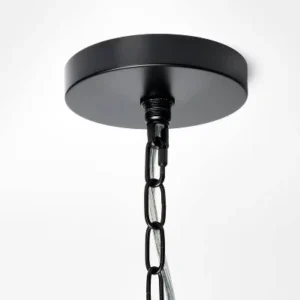 Alternative view of Lámpara colgante estilo candelabro de 4 brazos con pantalla grande de metal negro -Threshold