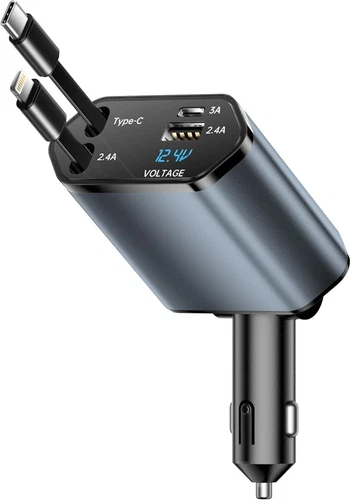 Adaptador de cargador 4 en 1 para carro de 120 W retráctil -XIANGBIN