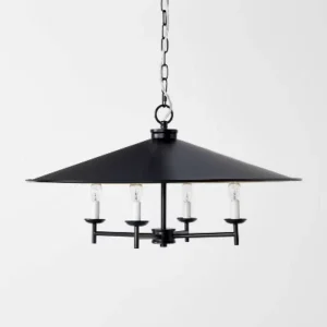 Lámpara colgante estilo candelabro de 4 brazos con pantalla grande de metal negro -Threshold