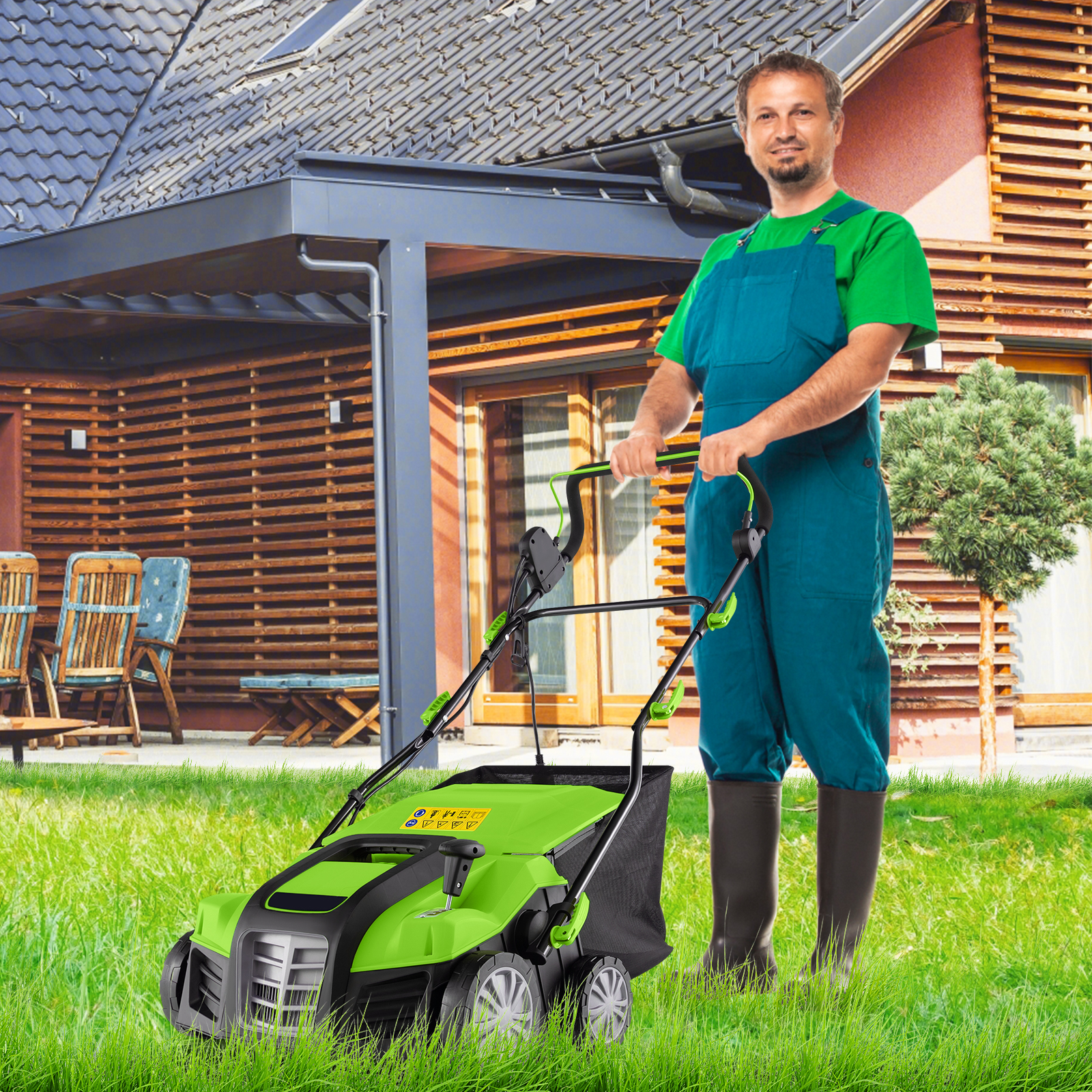 Podadora de césped eléctrica de 16 pulgadas con bolsa recolectora -Costway - Imagen 7
