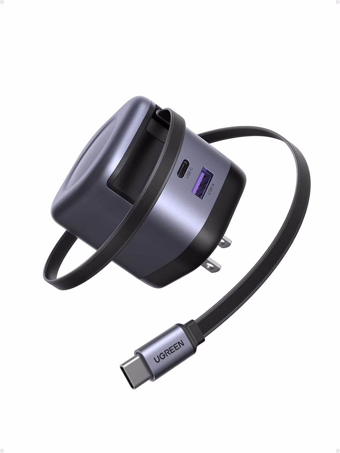 Cargador de 45W con cable retráctil tipo USB C GAN portátil -UGREEN