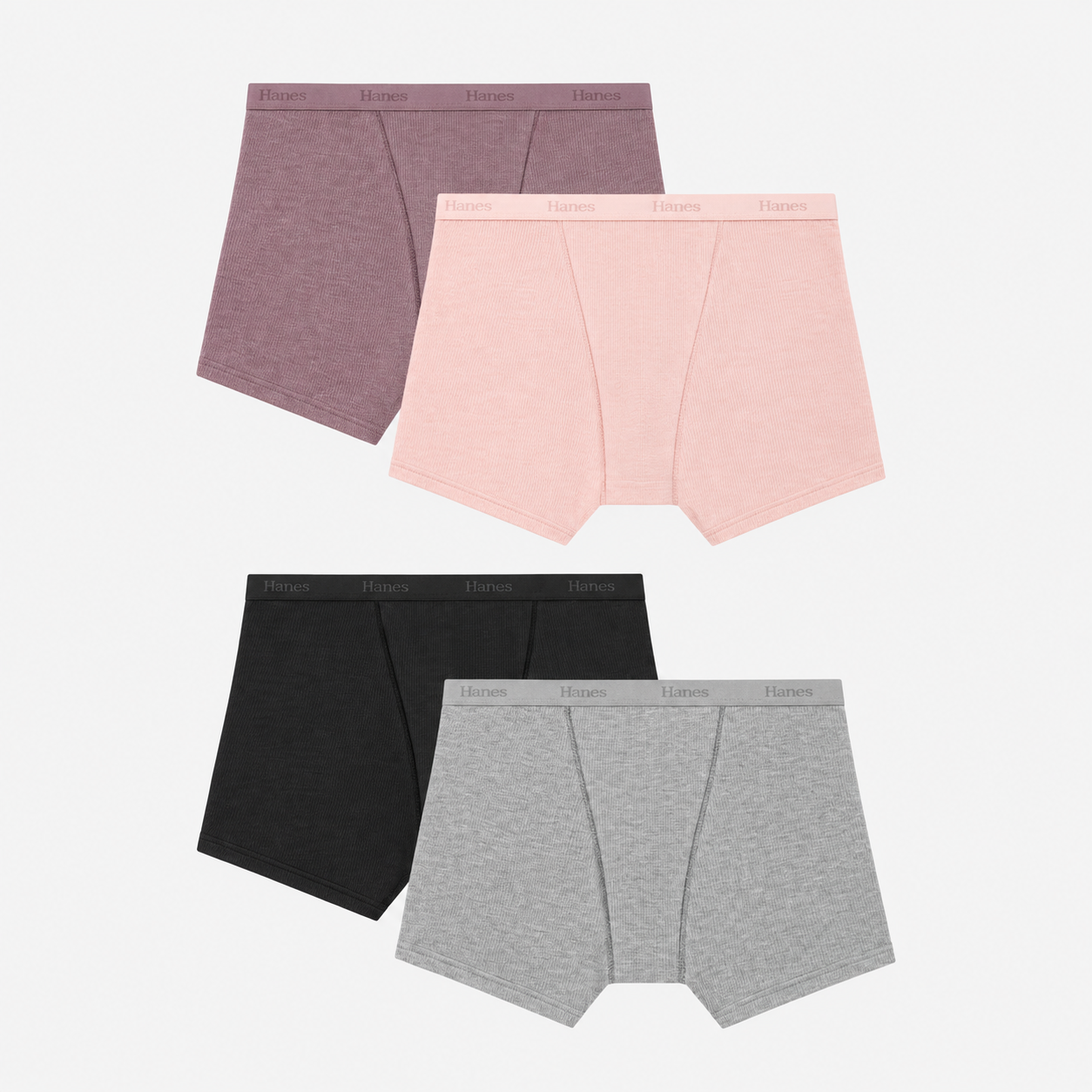Paquete de 4 calzones tipo bóxer acanalado para niña talla 8 -Hanes