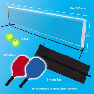 Alternative view of Set portátil de Pickleball con luces, red, pelotas y paletas -MinnARK