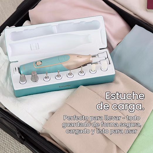 Kit profesional de manicura y pedicura de 14 piezas con accesorios, luz LED y velocidad ajustable -Beurer - Imagen 4