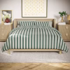 Juego de sábanas reversible de 3 piezas, tamaño King, color verde con rayas  –Beautiful
