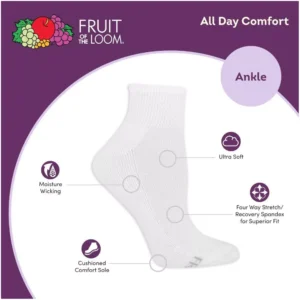 Alternative view of Paquete de 6 pares de calcetines para dama talla 8/12 -Fruit of the Loom