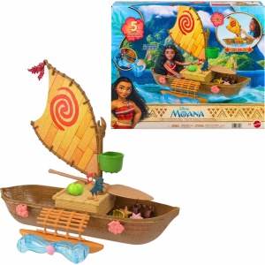 Set de juego: Canoa flotante de Moana con accesorios y mascota -Mattel
