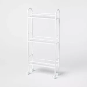 Carrito de almacenamiento de metal con 3 niveles, color blanco - Brightroom