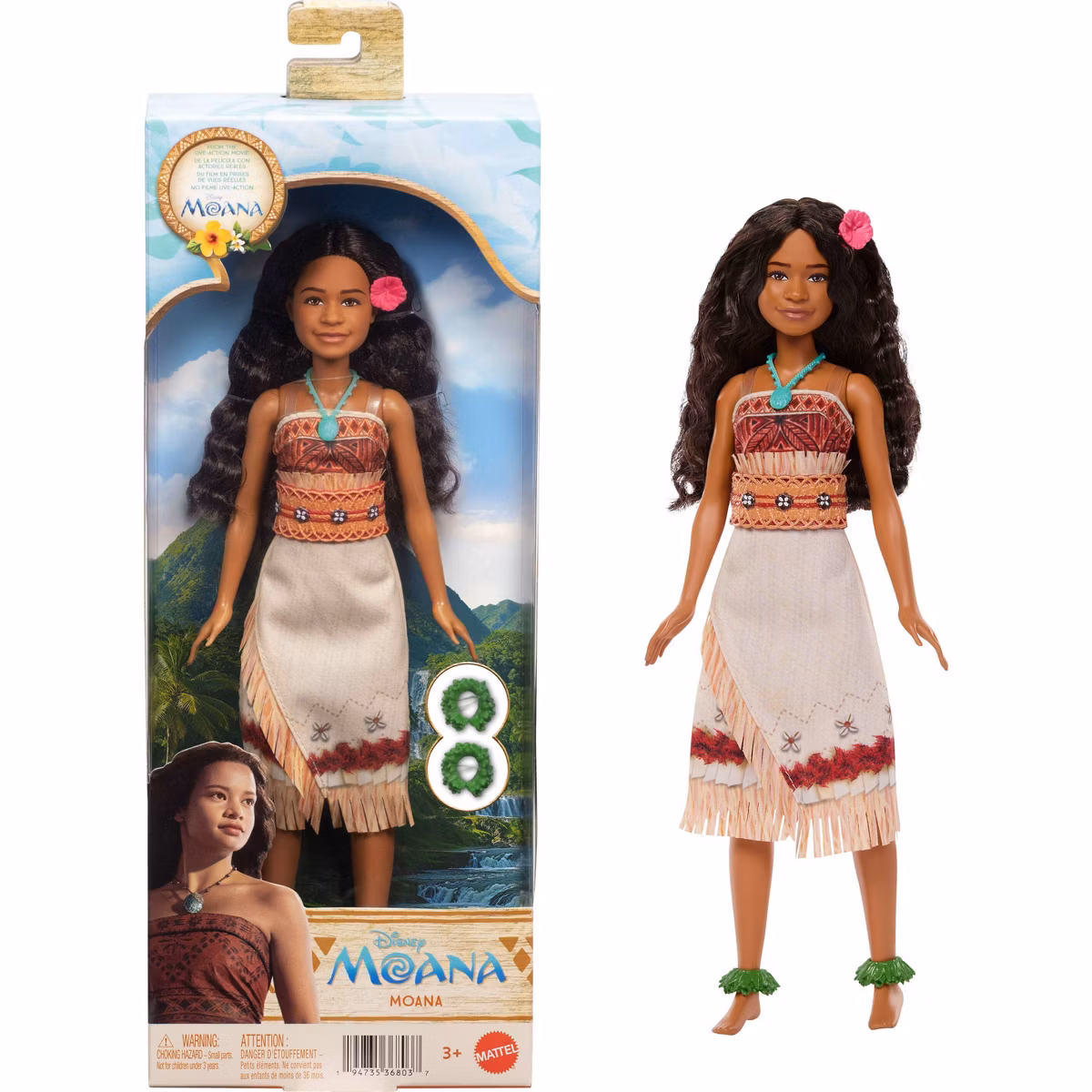 Muñeca Moana de Disney con ropa extraíble y 5 accesorios -Mattel