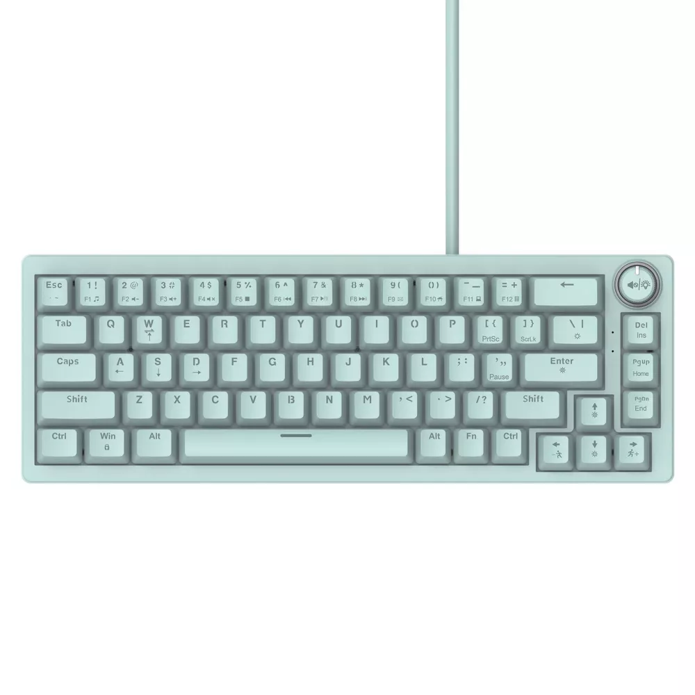 Teclado para computadora mecánico compacto USB-A con teclas retroiluminadas, color menta -North