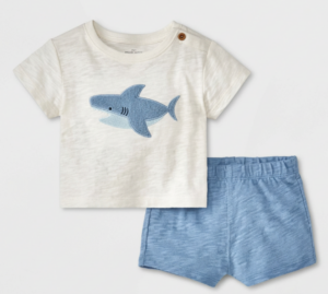 Conjunto de 2 piezas con estampado de tiburón bebe talla recién nacido - Cloud Island