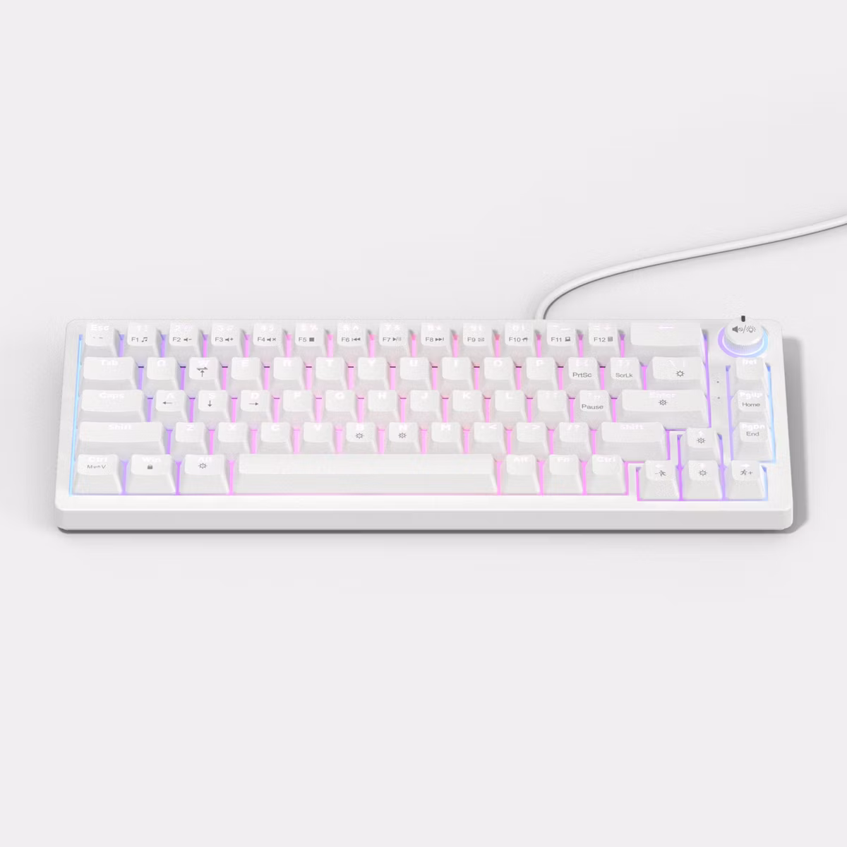 Teclado mecánico compacto con luz, color blanco-Heyday