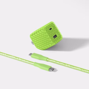 Cargador de pared Jelly de 25 W con doble puerto y cable USB-C de 1,8 m -Heyday