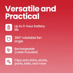 Alternative view of Ventilador personal portátil con clip, recargable con 3 velocidades - Gems