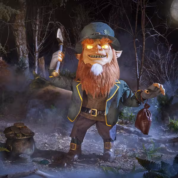 Duende malvado animado de 4,5 pies con luces LED "Wicked Woods" -Home Accents Holiday
