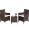 Juego de 3 piezas de muebles de ratán para exterior: sillas y mesa de centro -Kadehome