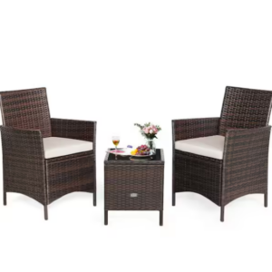 Juego de 3 piezas de muebles de ratán para exterior: sillas y mesa de centro -Kadehome