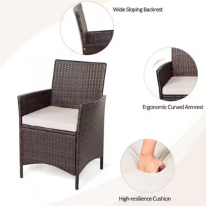 Alternative view of Juego de 3 piezas de muebles de ratán para exterior: sillas y mesa de centro -Kadehome